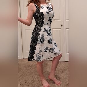 Chic Black Lace Floral Dress